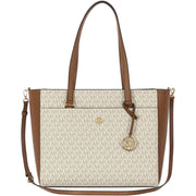Michael Kors Maisie 3-in-1 Large Top Zip Tote Bag with Crossbody Pouch and Wristlet, Vanilla Brown, 35T1G5MT7B-149