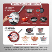 ChangBERT Induction Cooktop Pro, Portable Electric Countertop Burner, 1800W Max Power, Large 8-Inch Heating Coil, Stainless Steel, NSF Certified, Digital Timer, CIB-80 Plus