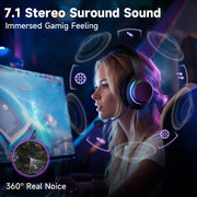 AYEDLOE Wireless Gaming Headset, Bluetooth 5.4, 2.4GHz USB, Detachable Noise Canceling Mic, 3.5mm Wired, Black