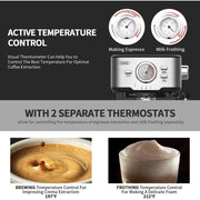 GEVI GECME403-U 15 Bar Black Espresso Machine Steam Maker