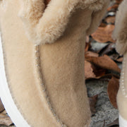 GlobalBreeze Womens Cozy Micro Suede Winter Slippers with Memory Foam Insoles, Fuzzy Faux Fur Collar, Slip-On, Khaki