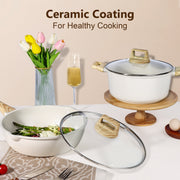 GIPP G18-AS2-Wh01 18-Piece Ceramic Cookware Set, Nonstick, Induction Compatible, Dishwasher Safe