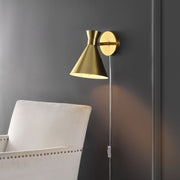 Safavieh Jordie LED Wall Sconce, Modern Brass Gold Iron Cone-Shaped Downlight with Glass Shade, 40W, 420 Lumens, SCN4143B