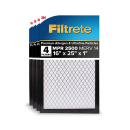 Filtrete 3M 16x25x1 HVAC Furnace Air Filter, MPR 2500, MERV 14, Premium Allergen and Ultrafine Particles, Pleated, 4 Pack, EAX01-4