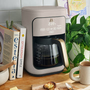 Drew Barrymore 19464 Beautiful 14-Cup Programmable Drip Coffee Maker with Touch-Activated Display, Porcini Taupe