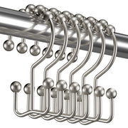 AmazerBath Shower Curtain Hooks, Rust-Resistant Metal, Double Glide Roller Design, Matte Nickel, Set of 12