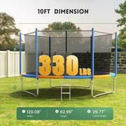 GVDV Outdoor Trampoline, 10' Backyard Recreational Trampoline with Enclosure for Kids & Adults