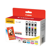 Canon 4546B009 Ink and Paper Combo Pack 226-BK, 226-C, 226-M, 226-Y Ink Cartridge