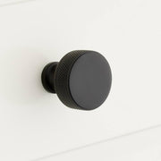 Arles Knurled Brass Cabinet Knob - Black