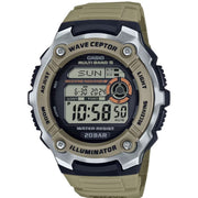 Casio Waveceptor Men's Digital Sport Watch, Atomic Timekeeping, World Time 48 Cities, 200M Water Resistant, Tan Silicone Strap, WV-200R-5ACF