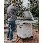 LOCO LCG2ST2C26 26 in. 2-Burner Digital Propane SmartTemp Flat Top Grill in Chalk Finish with Enclosed Cart and Hood