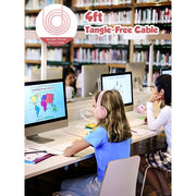 Mpow Foldable Headphones with Cord 94dB Over-Ear Headphones 3.5mm Jack for Girl, Pink