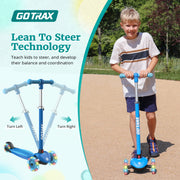 GOTRAX GT-KS1-BLUE-CA KS1 Kids Toddler Scooter 3 Wheel with LED Lighted, Blue