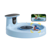 Birdfy Bird Bath Pro Outdoor Bird Bath Basin with Solar-Powered Fountain, Dual-Lens 1080P HD Camera, 20in Round Blue Hanging Design