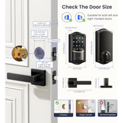 Veise Wifi Smart Door Lock with Lever Handle Set, Fingerprint Keyless Entry, Electronic Digital Keypad, Deadbolt, Matte Black