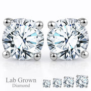 JeenMata RHJGJeprttranmn171 Lab Grown Diamond Earrings 1 Carat Round Cut 18k White Gold Plated Solitaire Studs