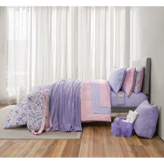 Mainstays 14-Piece College Dorm Essentials Bundle, Reversible Purple Floral and Pink Comforter Set, Twin-XL