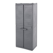 Gracious Living MaxIt Small 2-Shelf Lockable Base Cabinet, Adjustable Metal Shelves, Heavy Duty Grey Storage Organizer for Garage, Basement, Workshop, 91048-ONLINE
