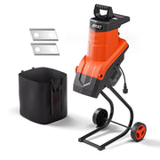 AIVOLT Electric Wood Chipper Shredder Mulcher, 15-Amp Motor, 1.8-Inch Branch Capacity, 50L Collection Bag, Portable with 7-Inch Wheels