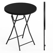 WASUHE 32in Folding Cocktail Table, Round Plastic Bar Height, Thick Table Top, Black, 400lb Capacity