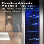 TCL 12 Bottle Wine Cooler, 1.24 Cu Ft, Adjustable Temperature, Stainless Steel Glass Door, Black, TRW12F6AS