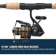 Penn Battle Spinning Fishing Rod and Reel Combo Kit 7' 5000 Reel with Cover Moderate Action