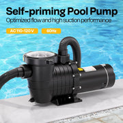 SPECSTAR VH1093US 110V 2.0 HP 6500 GPH Powerful Self Primming Single Voltage Swimming Pool Pump, 558 ft