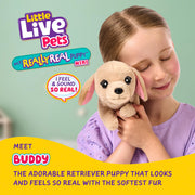 Little Live Pets My Really Real Puppy Mini Buddy The Retriever, Interactive Plush Toy with Basket, 20+ Sounds and Reactions, Puppy Toys for Kids