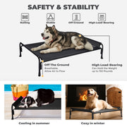 Veehoo Cooling Elevated Dog Bed, Outdoor Raised Cot with Chew-Proof Breathable Mesh, Slope Headrest, Non-Slip Feet, X-Large, Black, CWC2204CP30XL