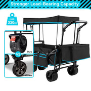 Vecukty Collapsible Camping Wagon Cart with Removable Canopy - Black