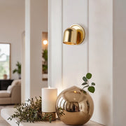 Lily Interiors Small Dome LED Wall Sconce, Polished Gold Brass, Integrated 420 Lumens, Damp Rated, LBJ-WL-DOLEMAN-01-G