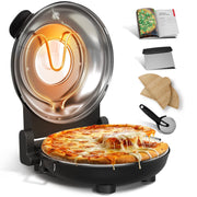 Virtu WM-V-PO-BLK Electric Pizza Oven & Pizza Maker Machine, 12 Inch Pizza cooker for Kitchen Countertops, Black
