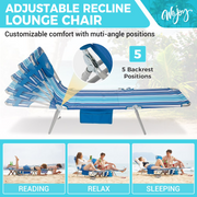WEJOY Face Down Folding Chaise, 5-Position Adjustable Portable Tanning Chair with Face Arm Hole, Beach Lounge Chair with Removable Pillow, Folding Camping Cot Bed Lawn Camping Pool