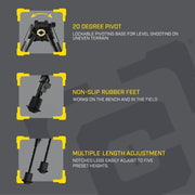 Caldwell XLA Bipod, Adjustable 6-9in Height, ARCA and Picatinny Rail Mount, Pivoting Frame with 20 Cant, Lightweight Aluminum, Black, 1237303