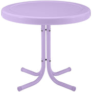 Crosley Furniture Griffith Outdoor Side Table, Retro Lavender Gloss, Weather-Resistant Steel, Compact Round Pedestal, Supports 100 lbs
