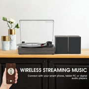 RetroAudio W05-Brown Vinyl Record Player Turntable w/Speakers Record Player w/Bookshelf Speakers, Brown
