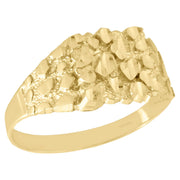 JFL Diamond Jewelry Real 10K Yellow Gold Men's Nugget Ore Style Pinky Ring, 10.5mm Wide, Size 7