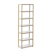 Mainstays MS61002021003GW 6-Shelf Gold Metal Frame Bookcase, White