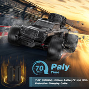 AUOSHI 1613 1:16 Brushless Remote Control Car, 40+ MPH Off-Road RC Truck, 4WD All-Terrain, Dual Batteries, LED Lights, Waterproof, Full Metal Drive Shaft, Black