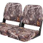 Seamander Marine Grade Camo Fishing Boat Seat, Low Back, Heavy-Duty Vinyl, Aluminum Frame, 2 Pack BS101CA(A)-2