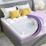 BDEUS King Size Dual Layer Memory Foam Mattress Topper, 2 Inch Gel Memory Foam, 2 Inch Cooling Pillow Top, Soft White Microfiber Cover