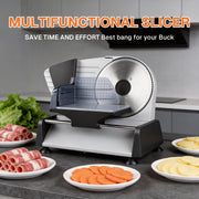 Behome Electric Meat Slicer, 200W Motor, 7.5-Inch Stainless Steel Blade, Adjustable Thickness up to 15mm, Silver, CP-C853