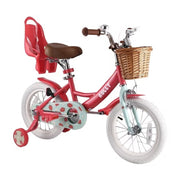 Rully Strawberry Kids Bike 12 inch Bicycle for Girls Ages 2-4 Years, Girl Bikes with Basket & Doll Seat, Red