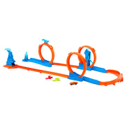 Mattel Hot Wheels Track Creator Triple Loop Pack, 24-Piece Speed Snap Track Set with 1:64 Scale Die-Cast Car, Multicolor