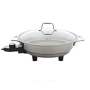 CucinaPro Electric Skillet By Cucina Pro - 18/10 Stainless Steel with Tempered Glass Lid, 12