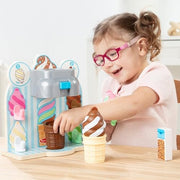 Melissa & Doug Swirl and Serve Ice Cream Play Set, Wooden Two-Color Soft Serve Dispenser, 8-Piece Pretend Play Toy, 50597