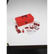 Master Lock Portable Lockout Kit, 14-Piece Electrical Safety Set with 4 Thermoplastic Padlocks, Red, 1457E410KA