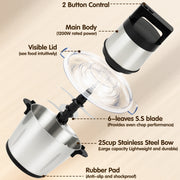 LANMAO Large Food Processor 25 Cup 6L Electric Meat Grinder with 1200W Motor and 3 Bi-Level Blades, Stainless Steel Bowl, Silver, FC-J37