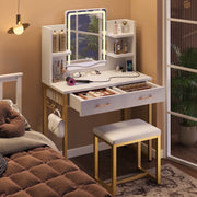 Bestier Makeup Vanity Set with Mirror and Lights, White