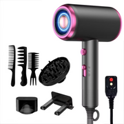 Hoey Professional Ionic Hair Dryer, 1800W Powerful Motor, Low Noise Operation, Includes Concentrator and Diffuser Attachments, Gray